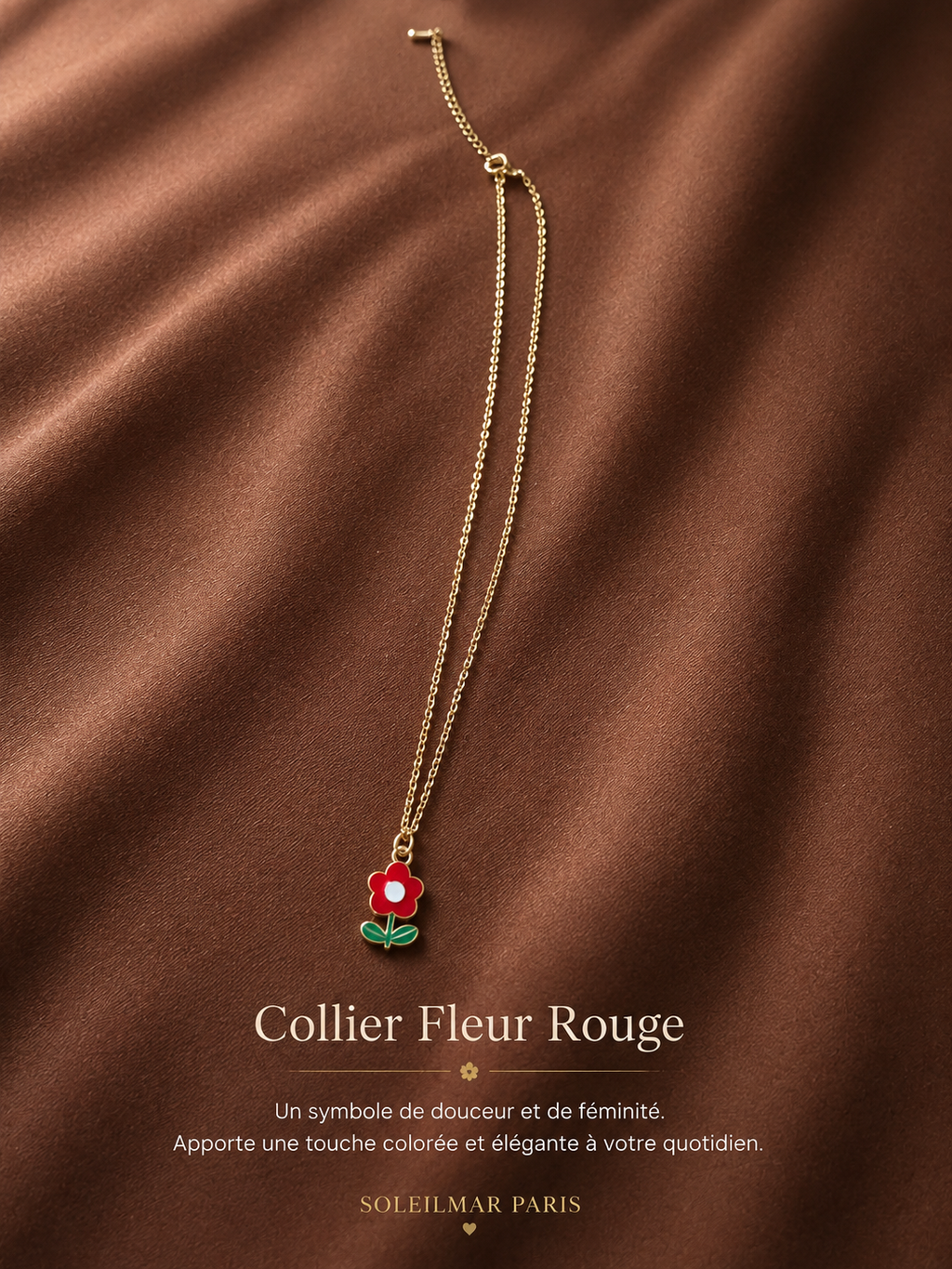 Collier Fleur Rouge – Douceur & Élégance en acier inoxydable