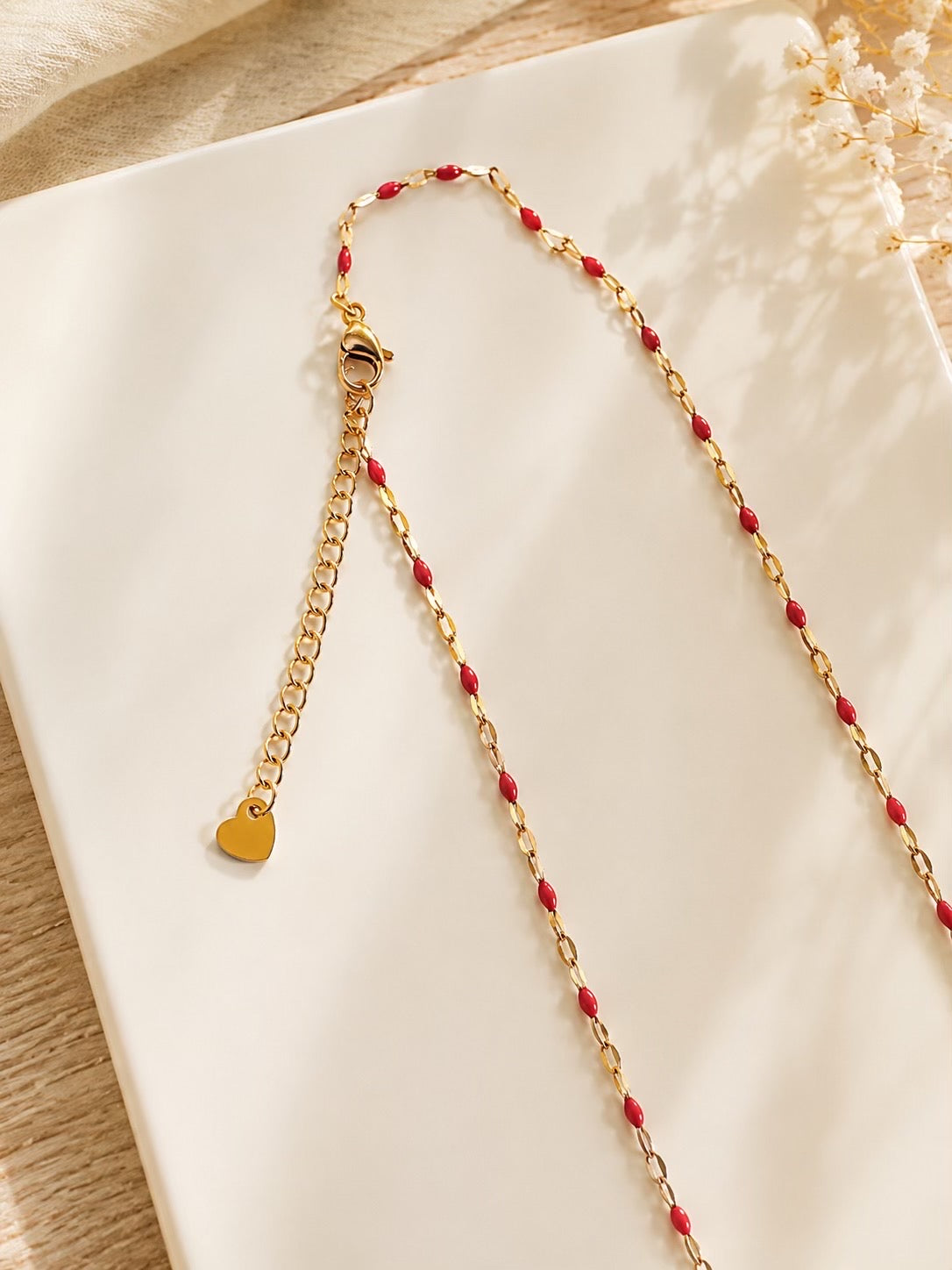 Collier Rouge & Dorée en acier inoxydable
