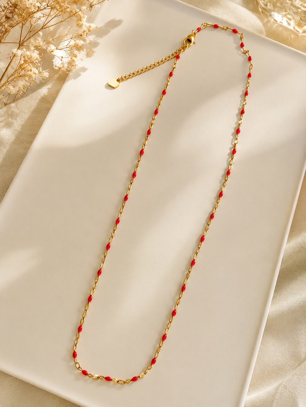 Collier Rouge & Dorée en acier inoxydable