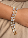 Bracelet Éclat Opalin – Perles Facettées & Dorées