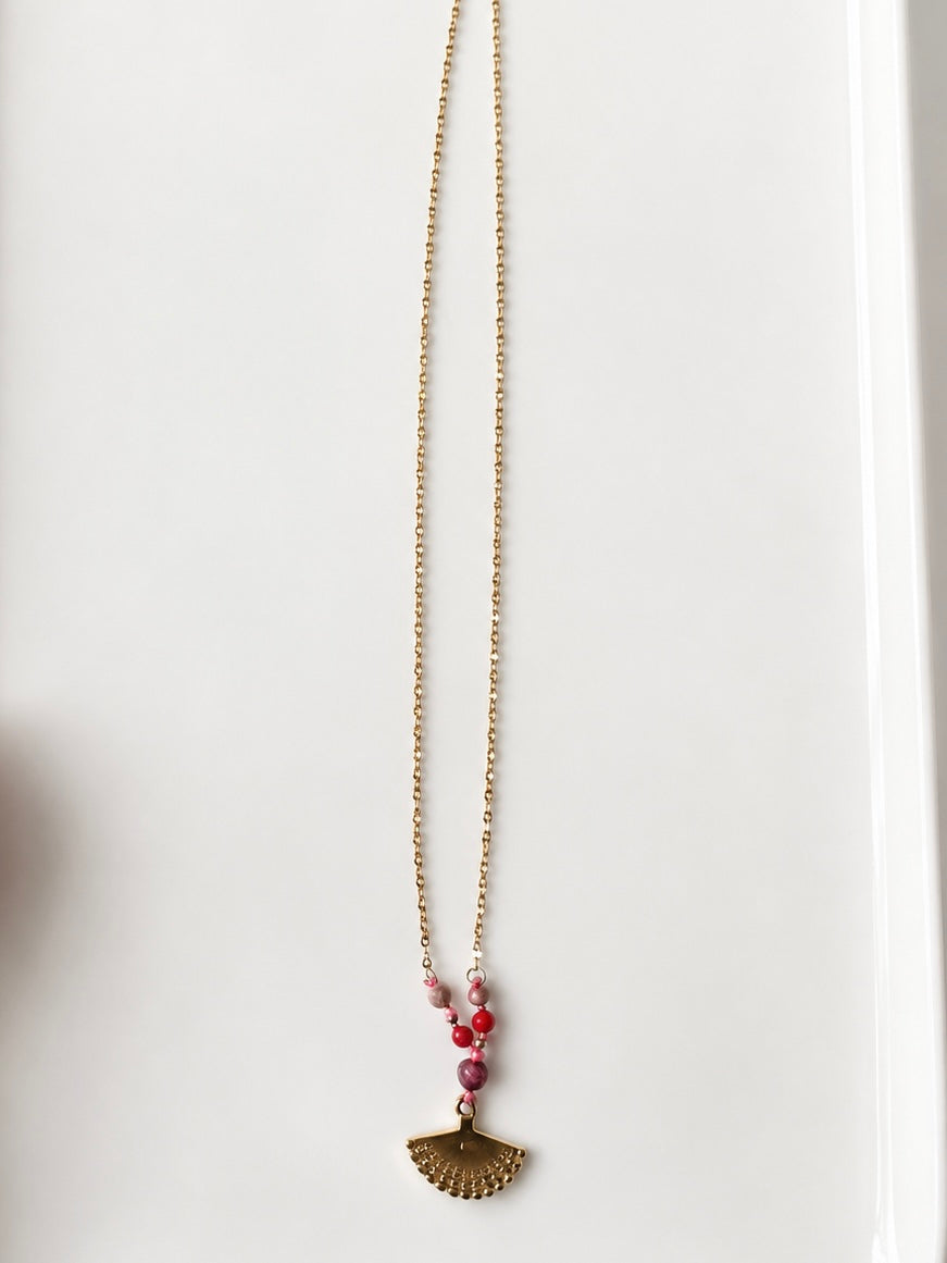Collier Éventail Rose Élégance