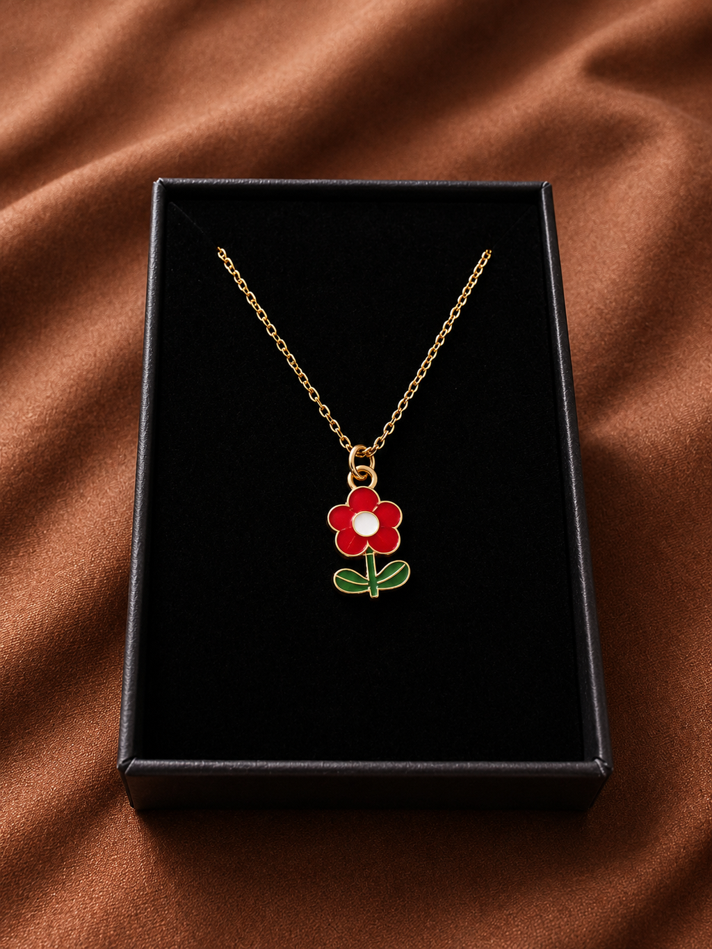 Collier Fleur Rouge – Douceur & Élégance en acier inoxydable