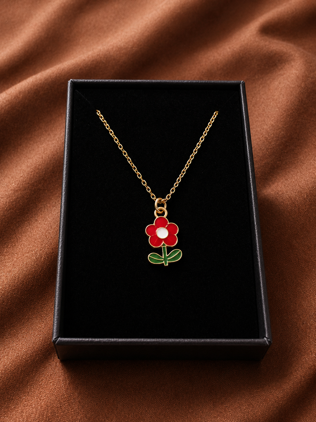 Collier Fleur Rouge – Douceur & Élégance en acier inoxydable