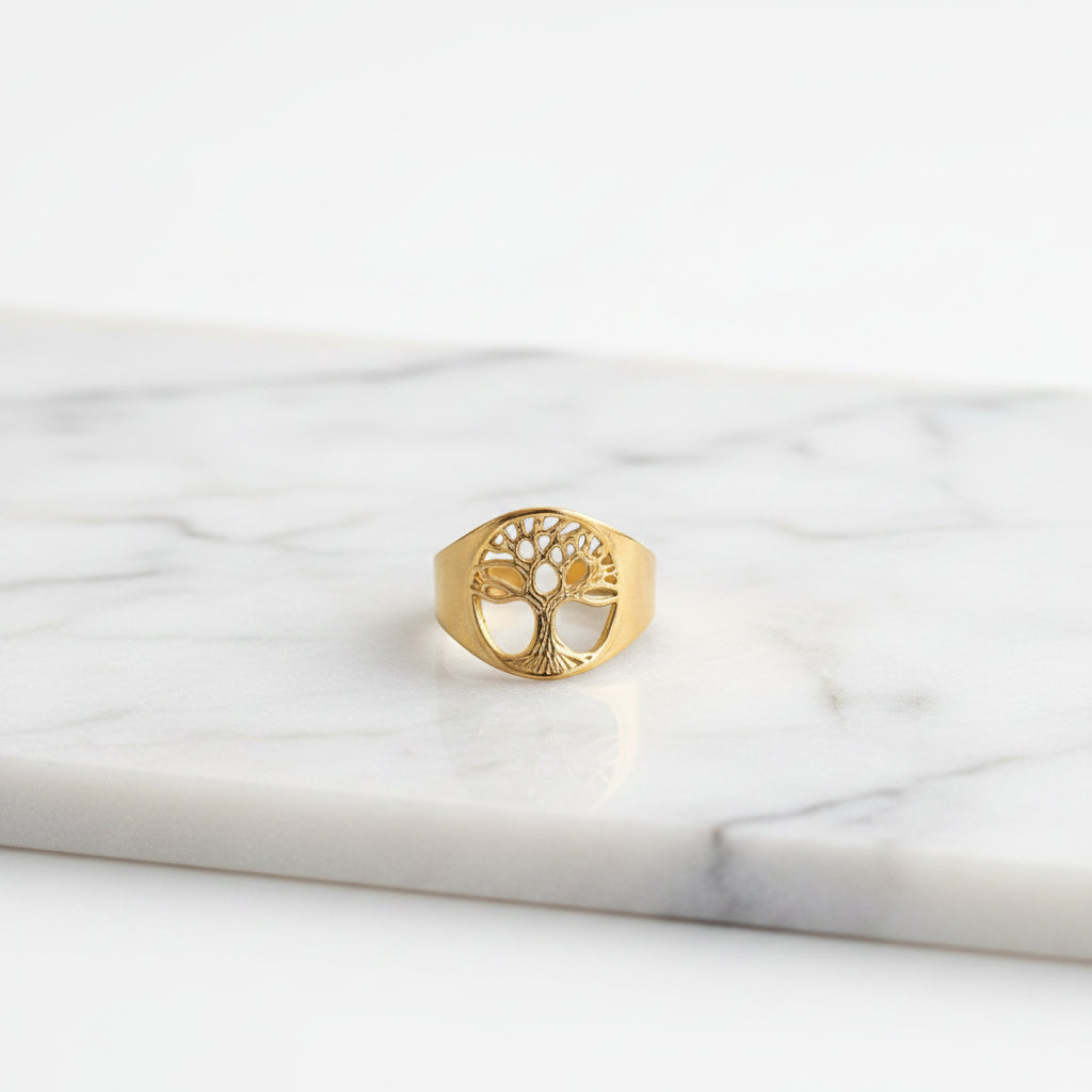 Bague Ajustable Arbre de Vie Dorée