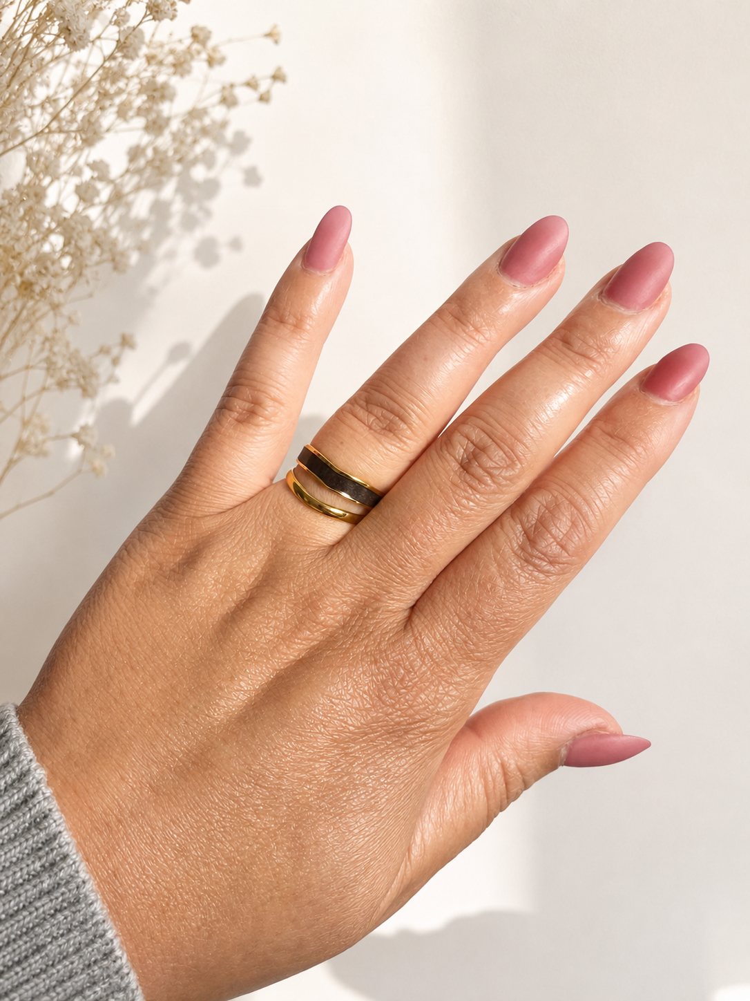 Bague doré en acier inoxydable femme