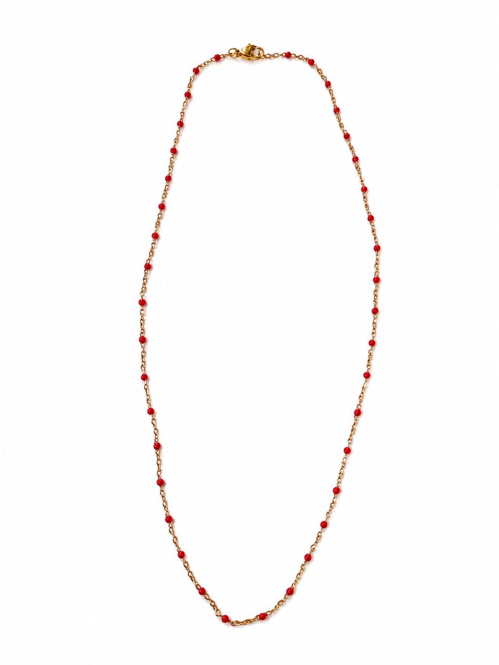 Collier en perle rouge en acier inoxydable
