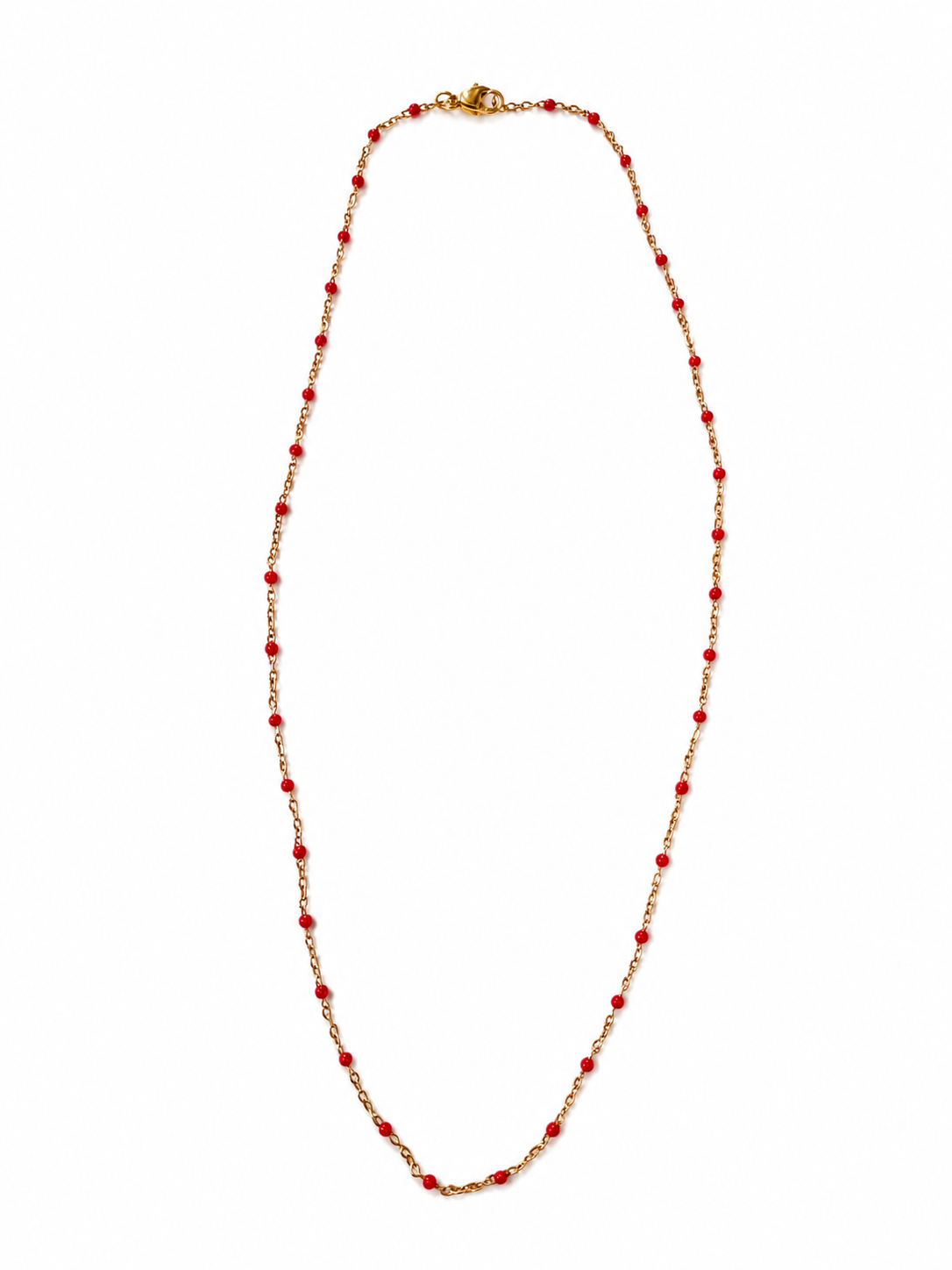 Collier en perle rouge en acier inoxydable