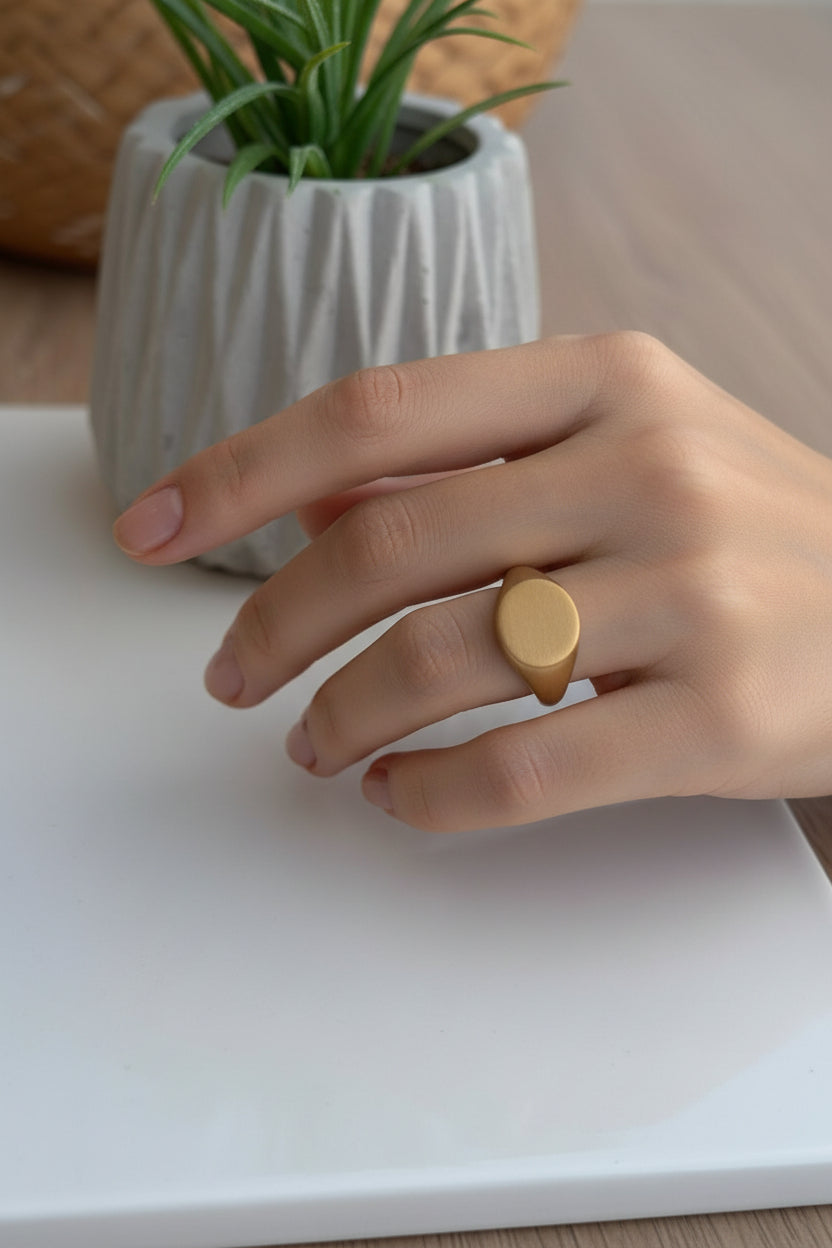 Bague doré impériale en acier inoxydable unisexe