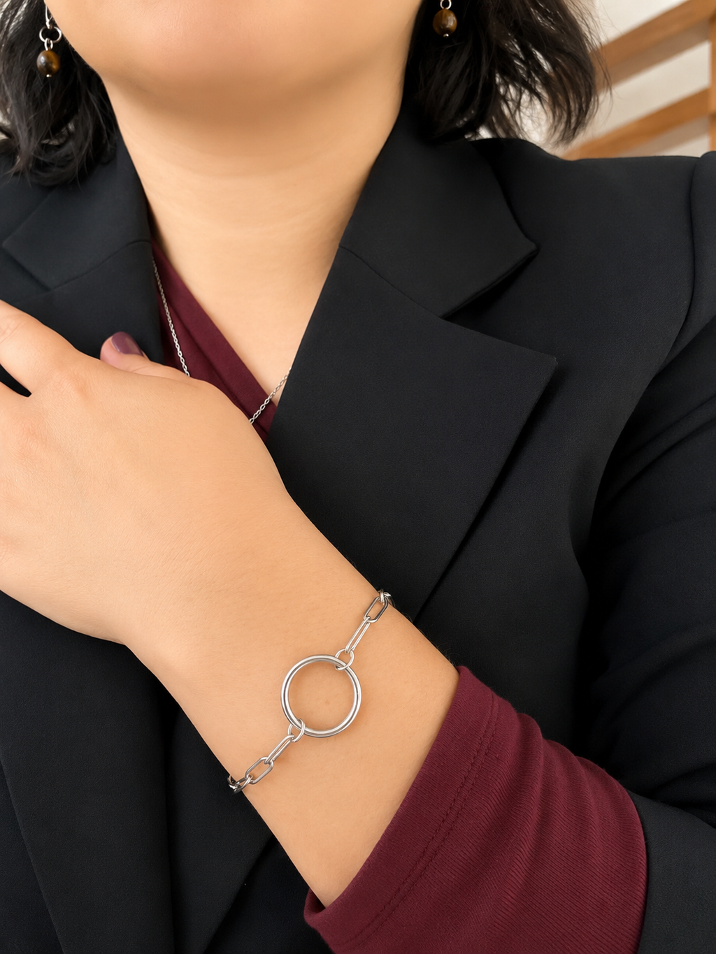 Bracelet fine en argent acier inoxydable