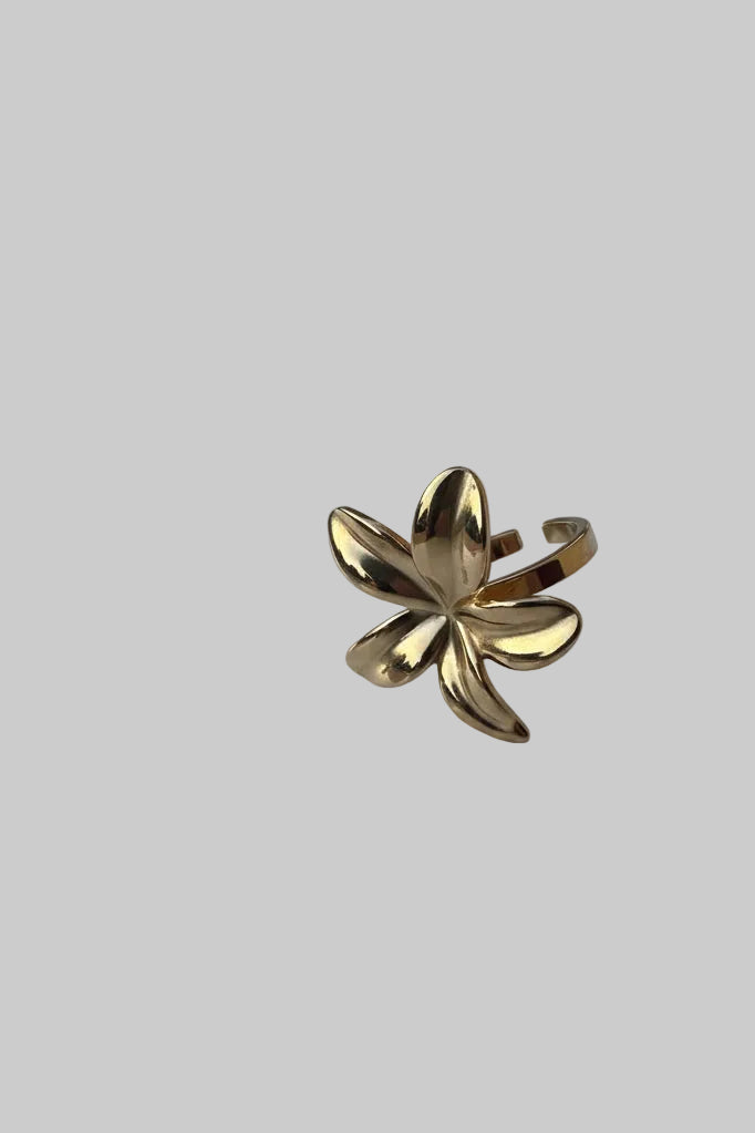 Bague fleurs dorées en acier inoxydable femme