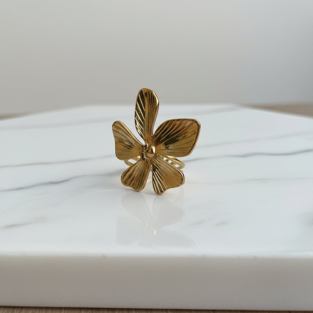 Bague Fleur Dorée Ajustable