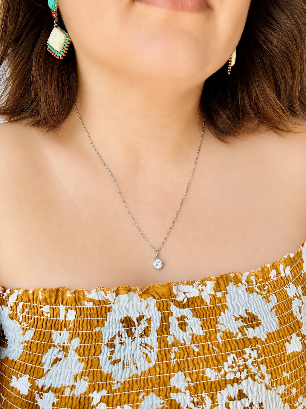 Collier Cristal minimaliste en acier inoxydable femme