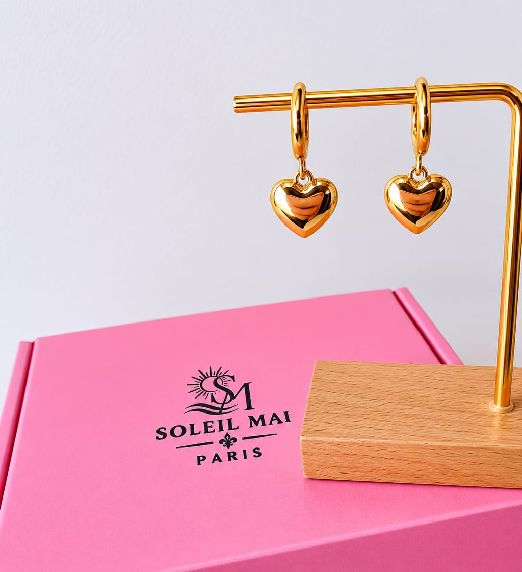 Boucles d’Oreilles Cœur Doré Élégance