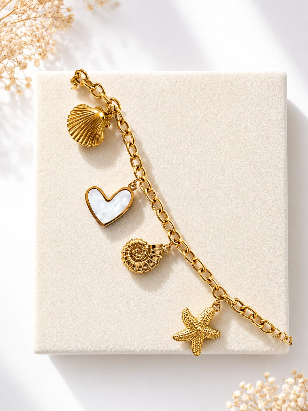 Bracelet Charms Évasion Marine – Acier inoxydable doré