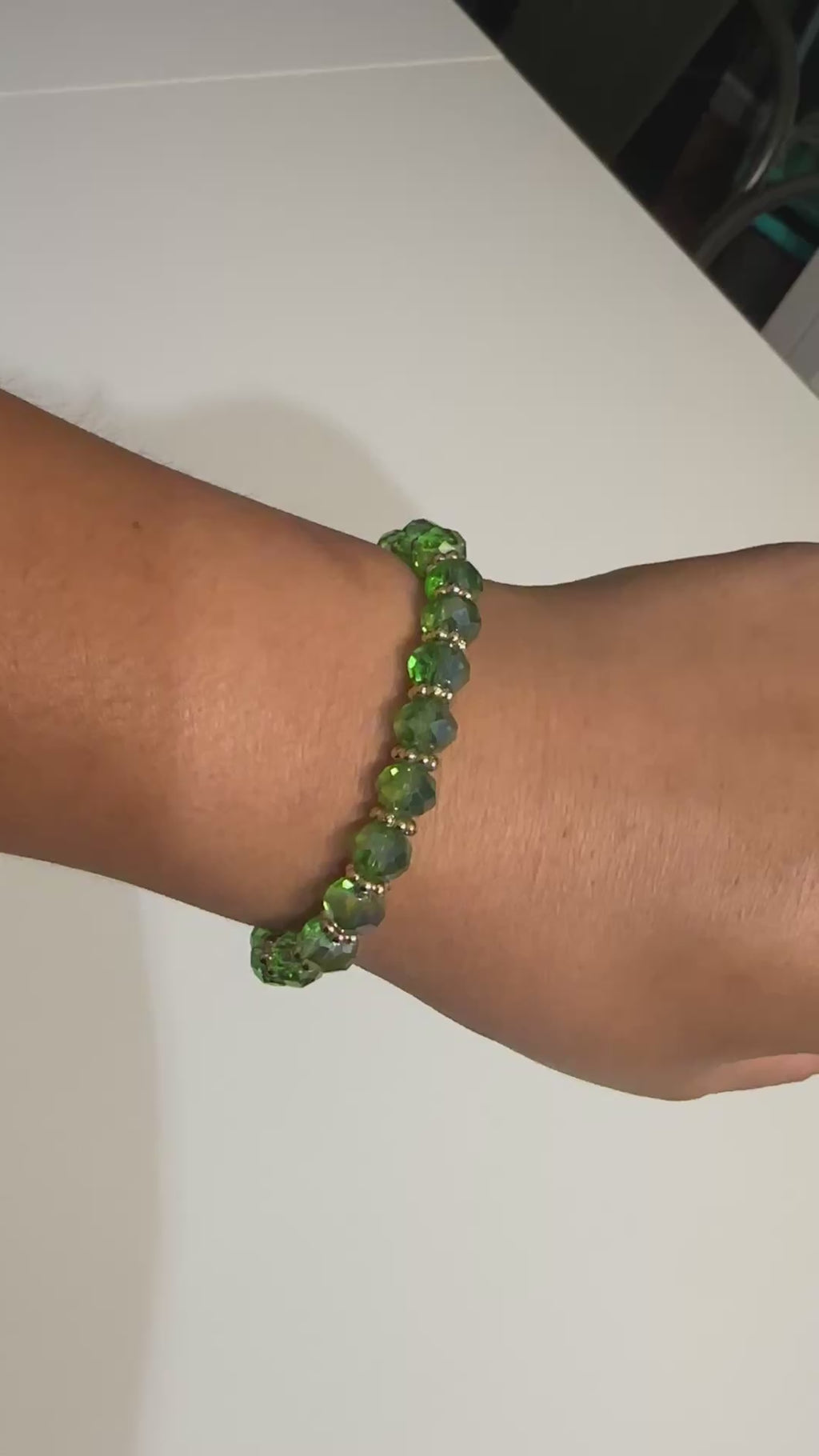 💚 Bracelet Perles Facettées Vert Émeraude
